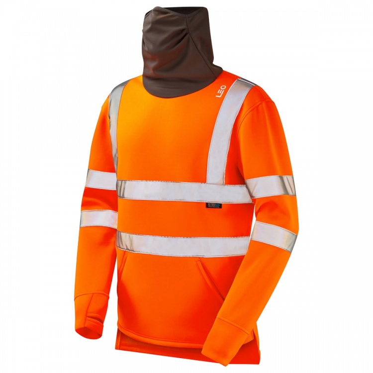 Leo Workwear SS06-O COMBESGATE ISO 20471 Class 3 Snood Sweatshirt Orange